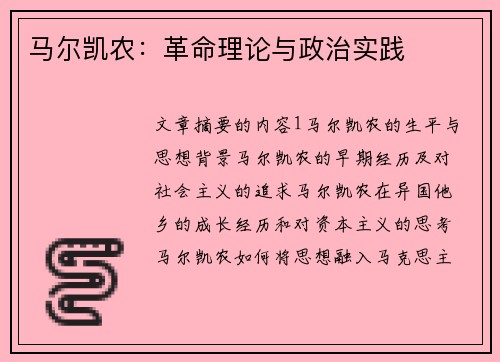 马尔凯农：革命理论与政治实践